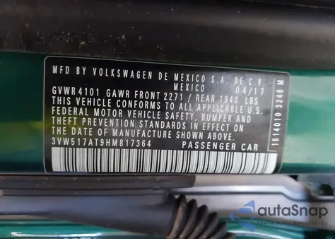 2017 Volkswagen Beetle #Pinkbeetle/1.8T Classic/1.8T S/1.8T Se/1.8T Sel из США, поврежденный, VIN 3VW517AT9HM817364